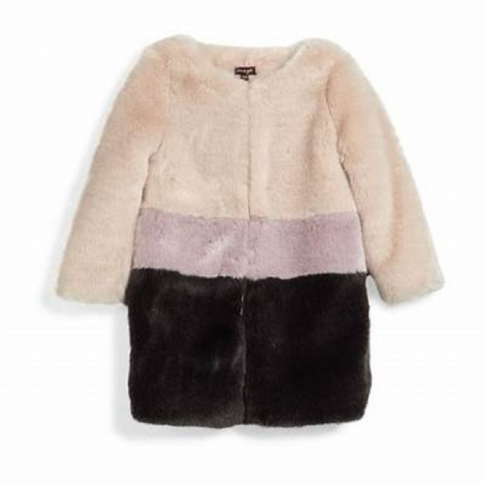 Imoga Color Block Faux Fur Coat Size 6